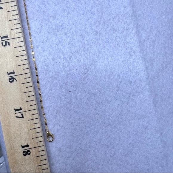 Dainty Fine Circle Reversible Gold/Sparkle CZ Necklace 18” - Picture 12 of 13